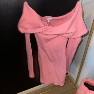 Fashion Nova Pink Mini Twist Sweater Dress